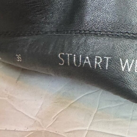 STUART WEITZMAN 5050 Leather OverThe Knee Boots Stretch Tall Block Heel Minimal - Picture 9 of 16